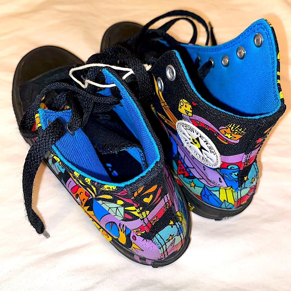 Converse All Star Canvas Hi Top Sneakers Shoes Unisex US 1 Graffiti (BOYS Size2)